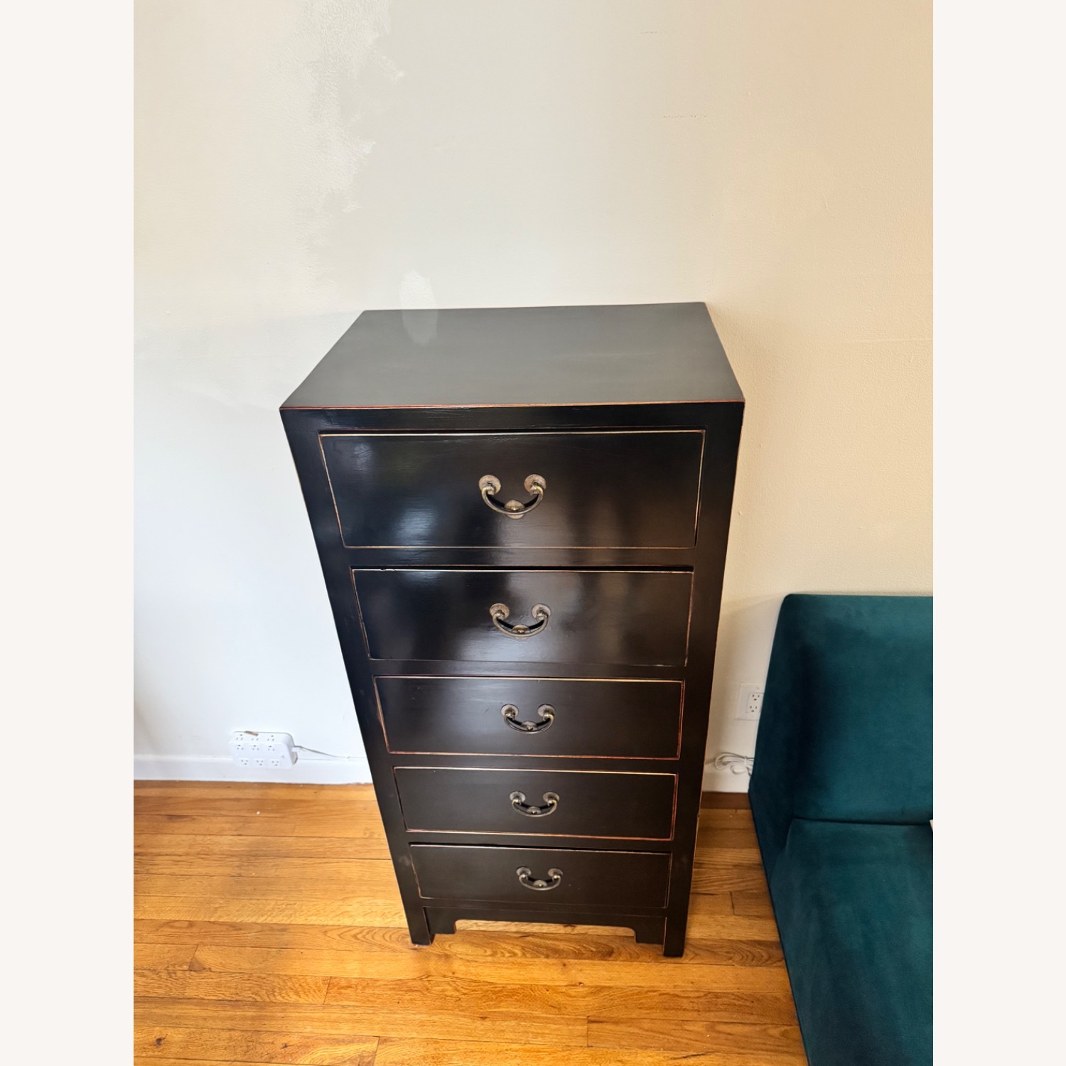 old black dresser Late 19th-Century Tall French Dresser in Black Paint main image 1