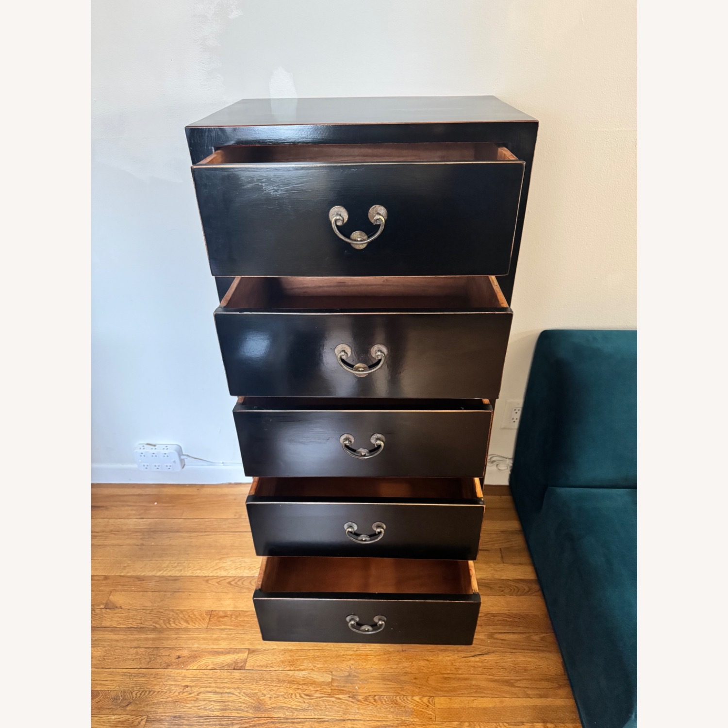 Vintage/Antique Asian Black Lacquer Tall Dresser - image-5