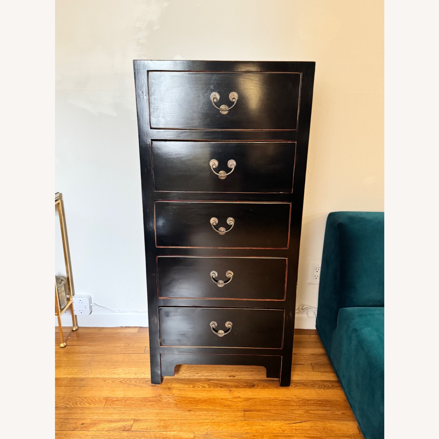 Vintage/Antique Asian Black Lacquer Tall Dresser - image-1