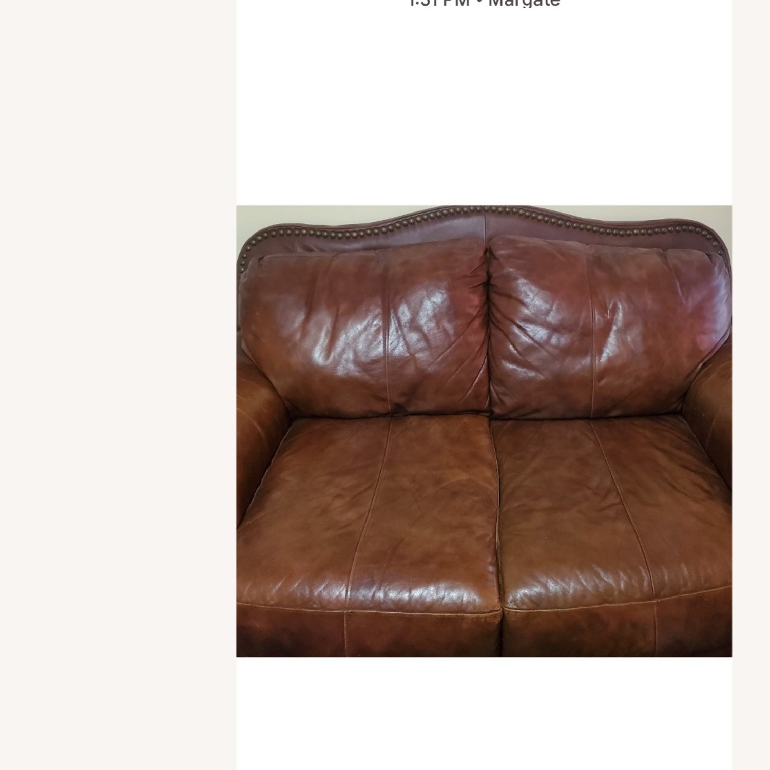 Dark Brown Leather Loveseat - image-0