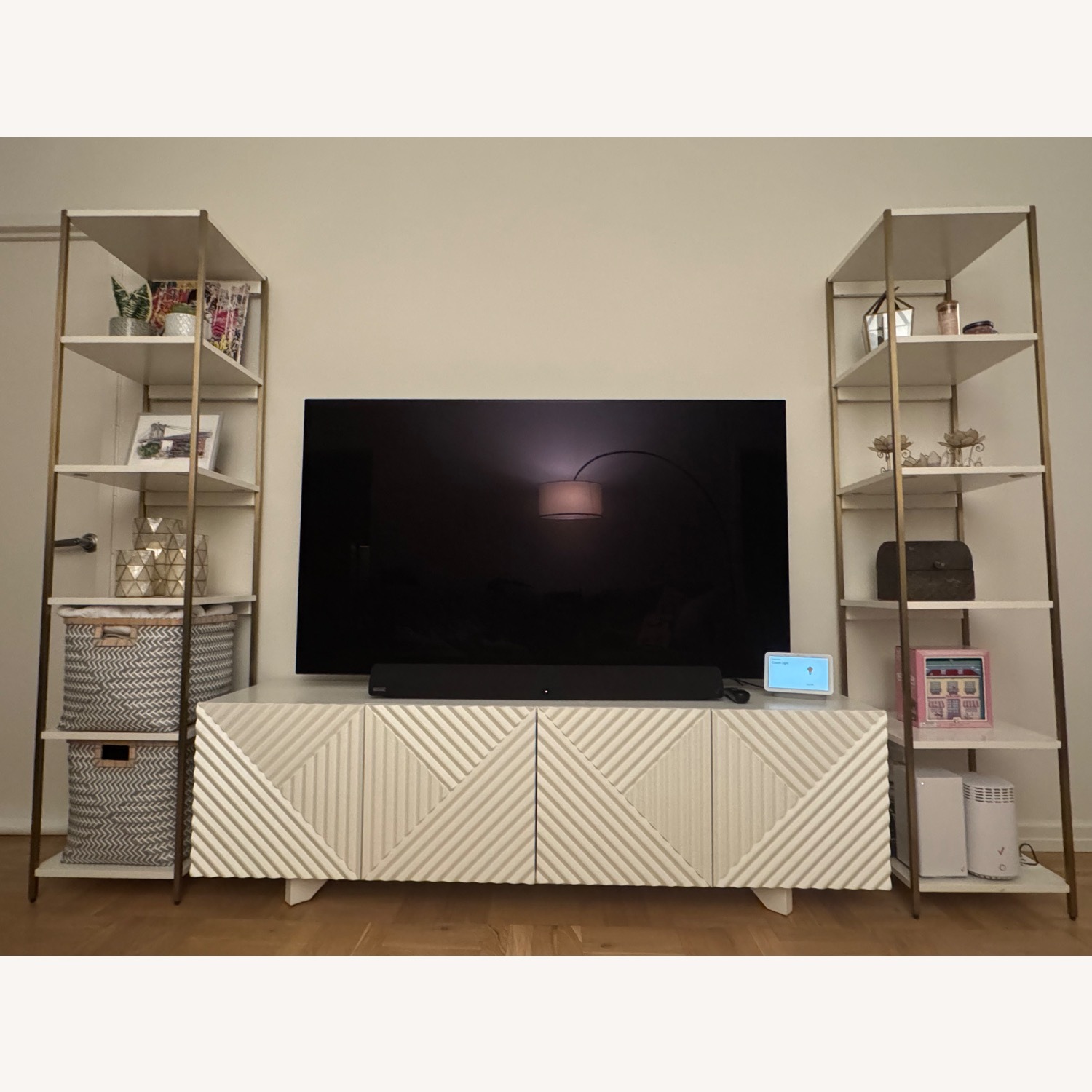 West Elm Zane White Bookshelves (Set of 2) - image-1