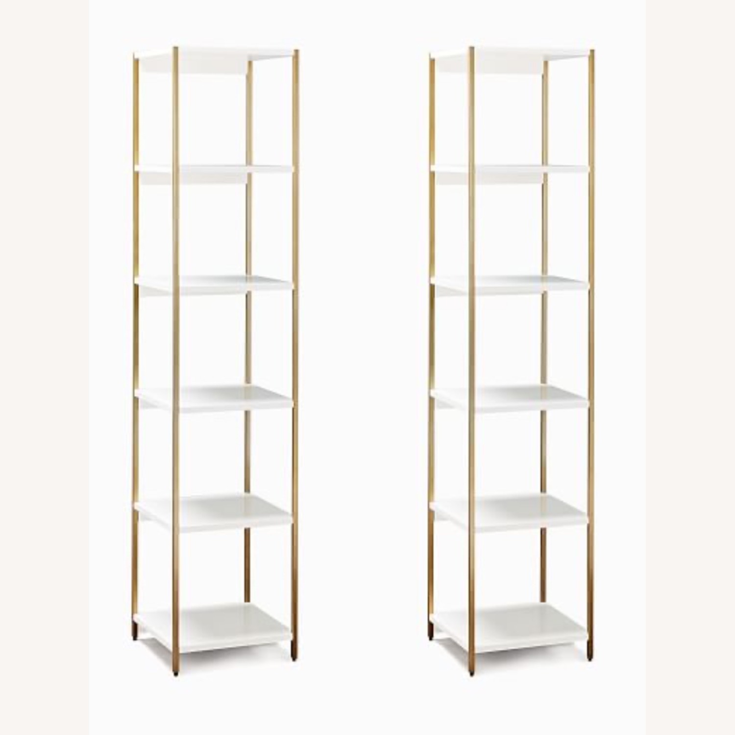 West Elm Zane White Bookshelves (Set of 2) - image-7