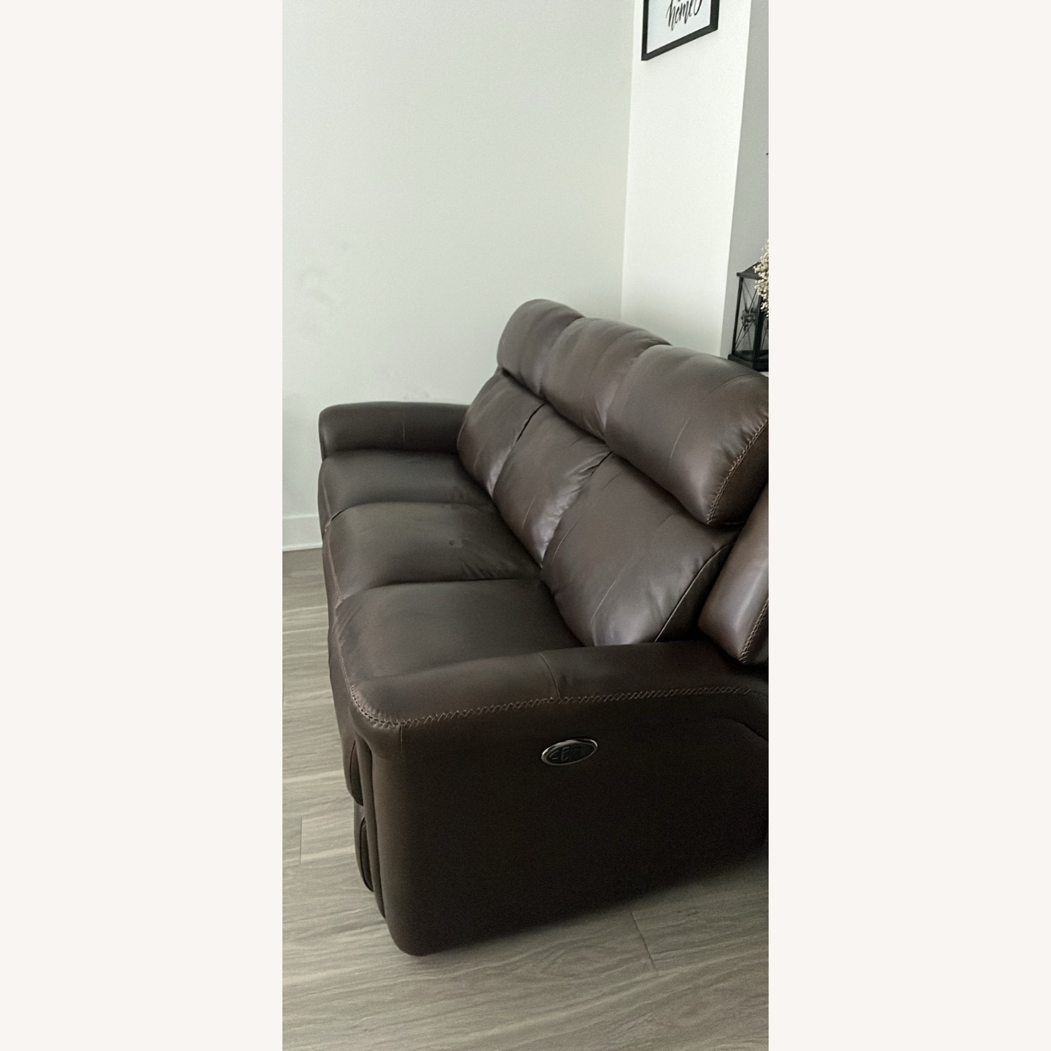Brown Leather Couch Comes with Recliner - image-1