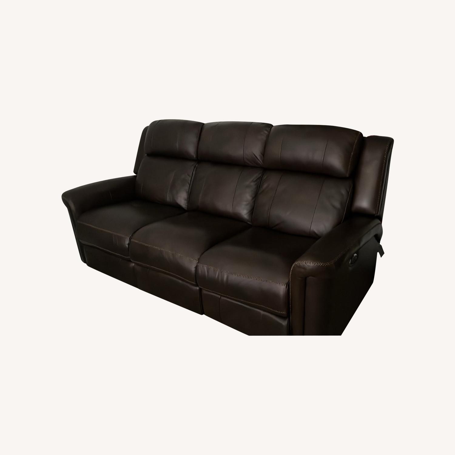 Brown Leather Couch Comes with Recliner - image-0