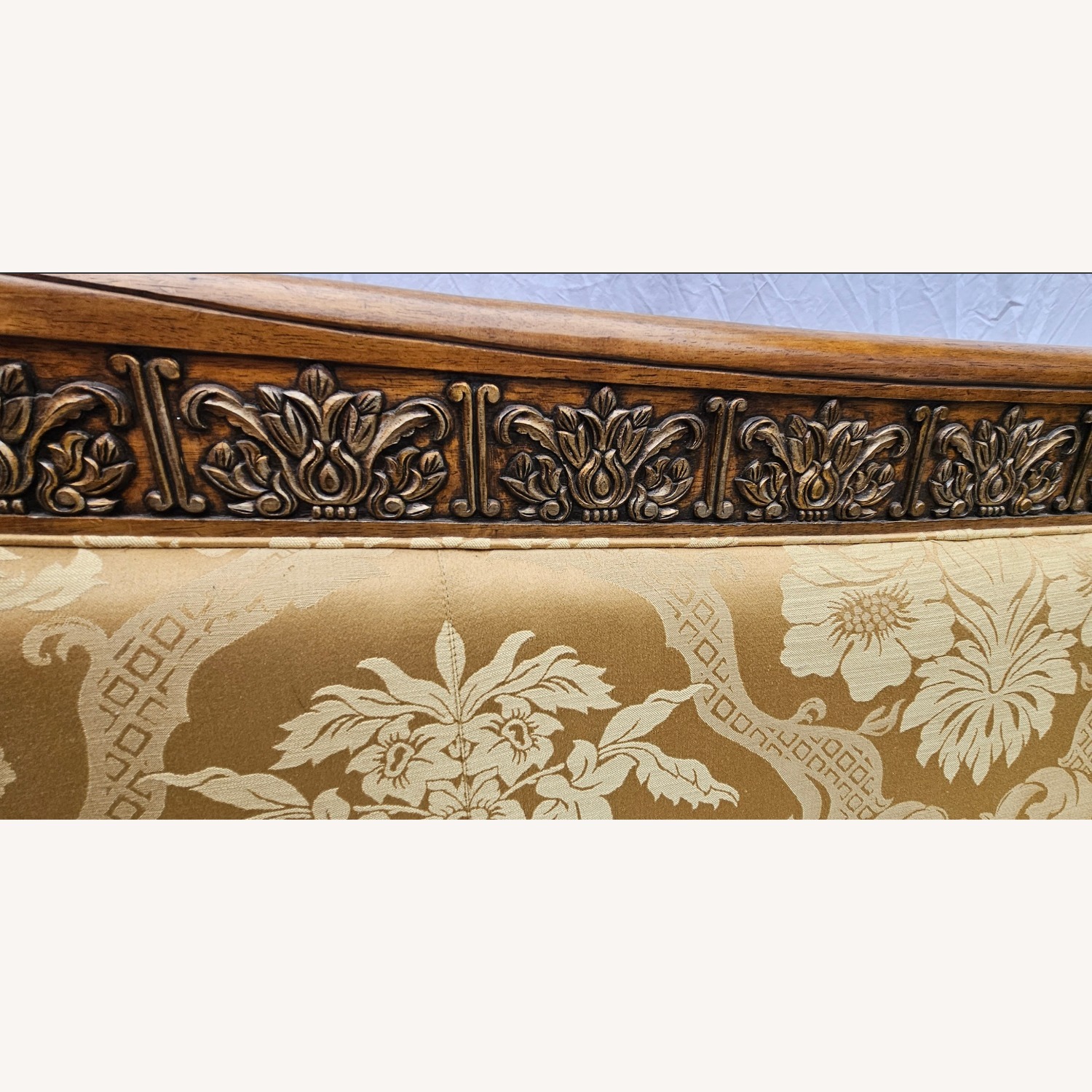 Century French Louis XVI Hand-Carved Walnut Sofa - image-6