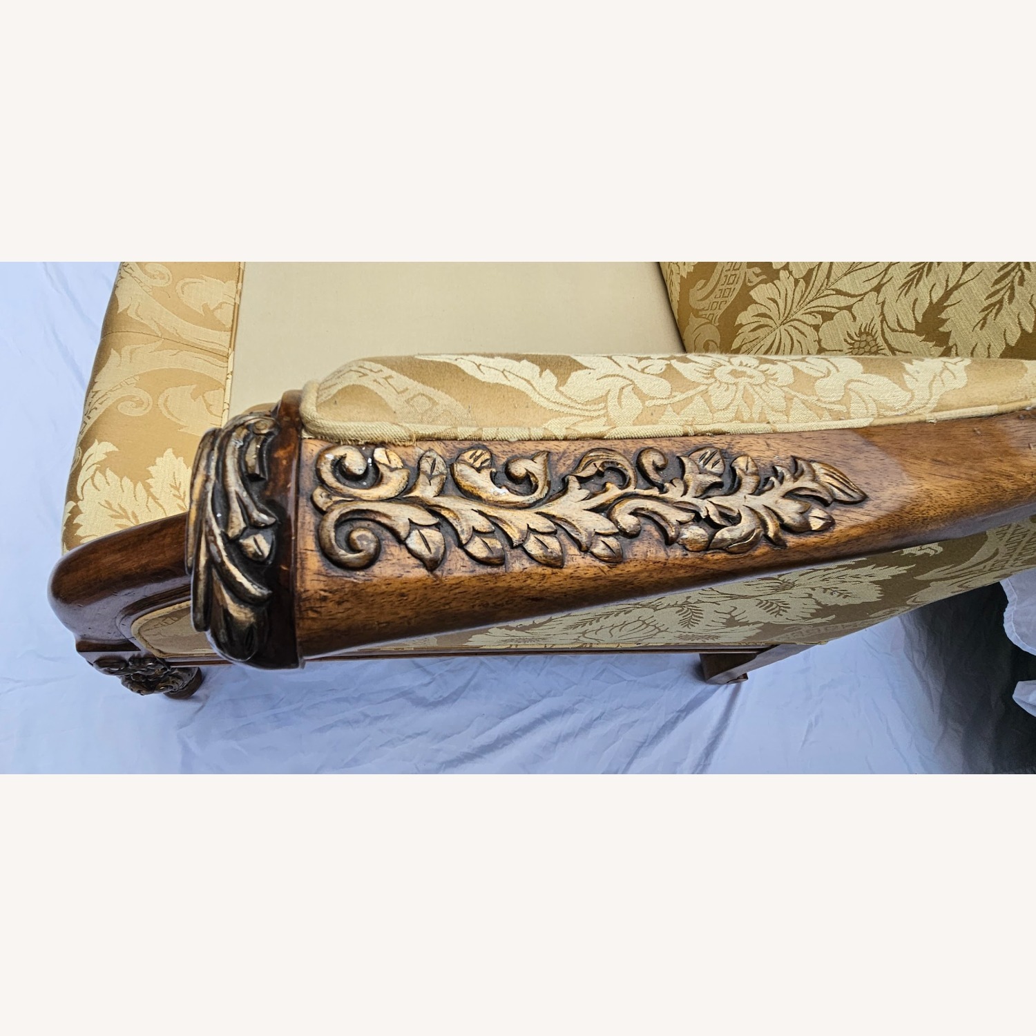 Century French Louis XVI Hand-Carved Walnut Sofa - image-10