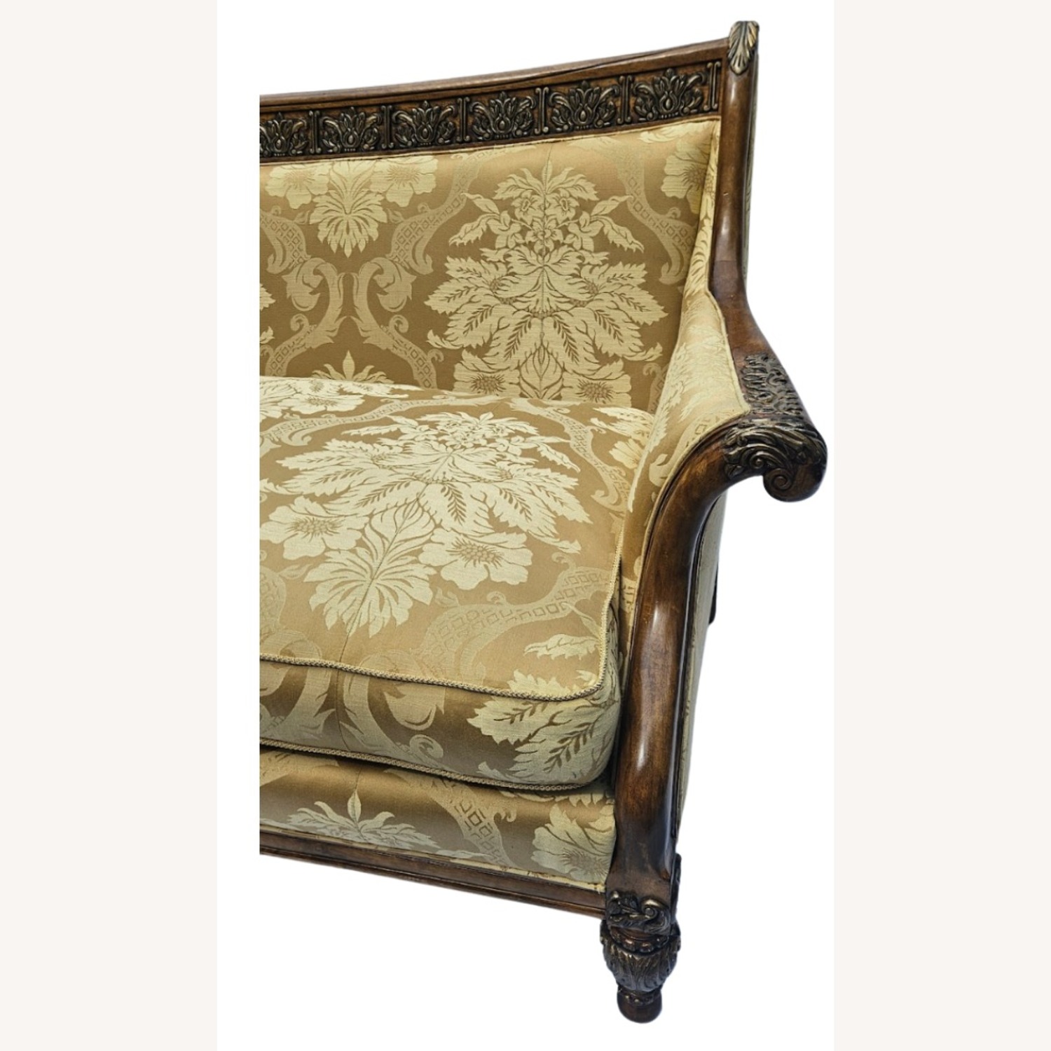 Century French Louis XVI Hand-Carved Walnut Sofa - image-9