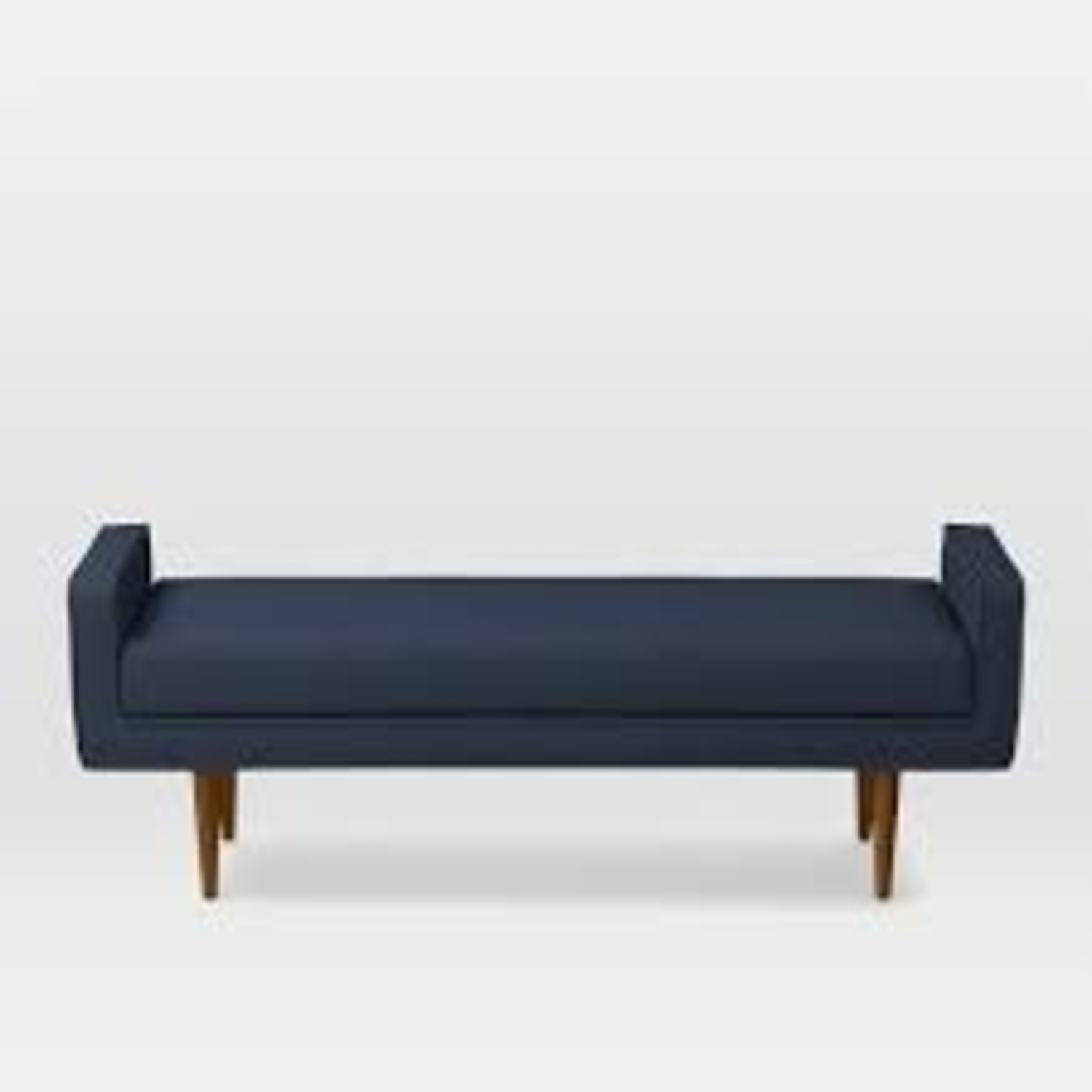 West Elm Navy Landry Bench with Wooden Legs - image-6