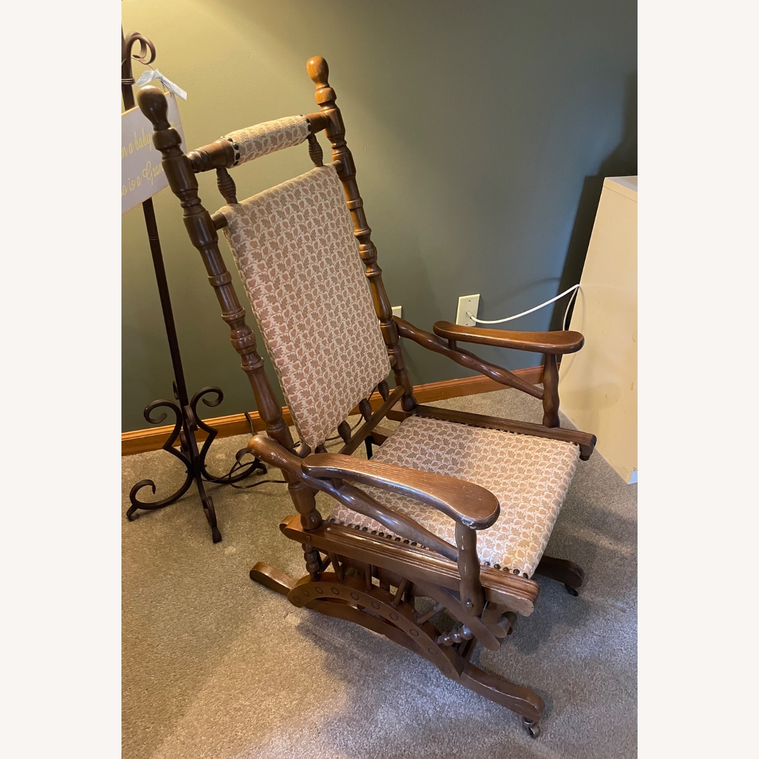 Vintage/Antique Dark Brown Wood Accent Chair - image-3