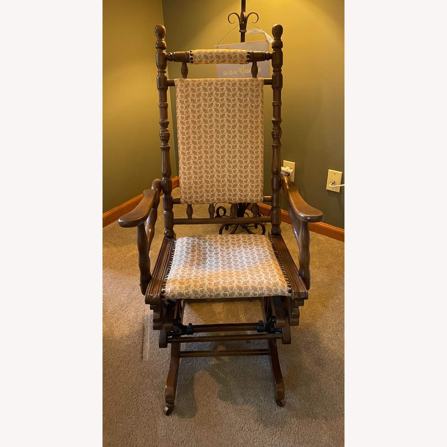 Vintage/Antique Dark Brown Wood Accent Chair - image-5