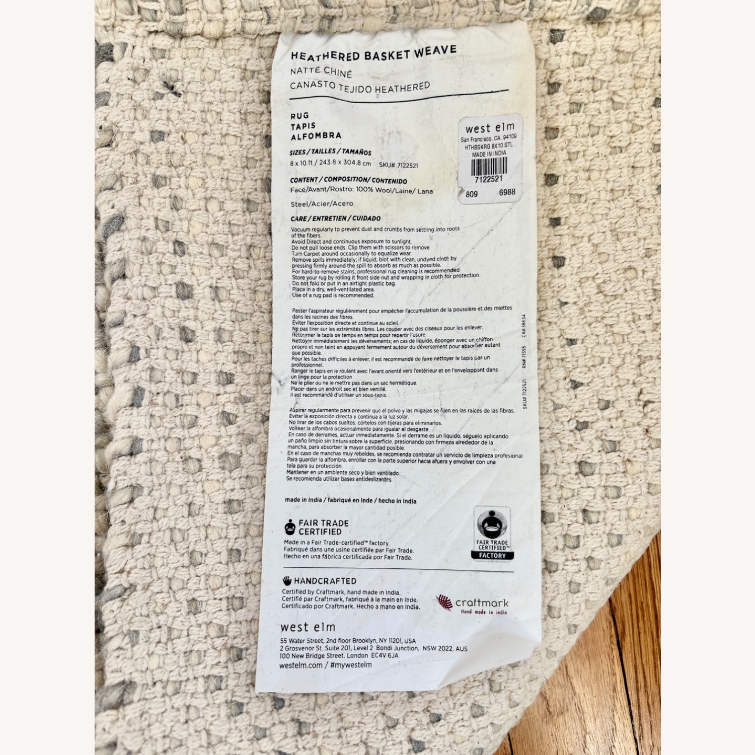 West Elm Heathered Basketweave Wool Rug 8' x 10' - image-4