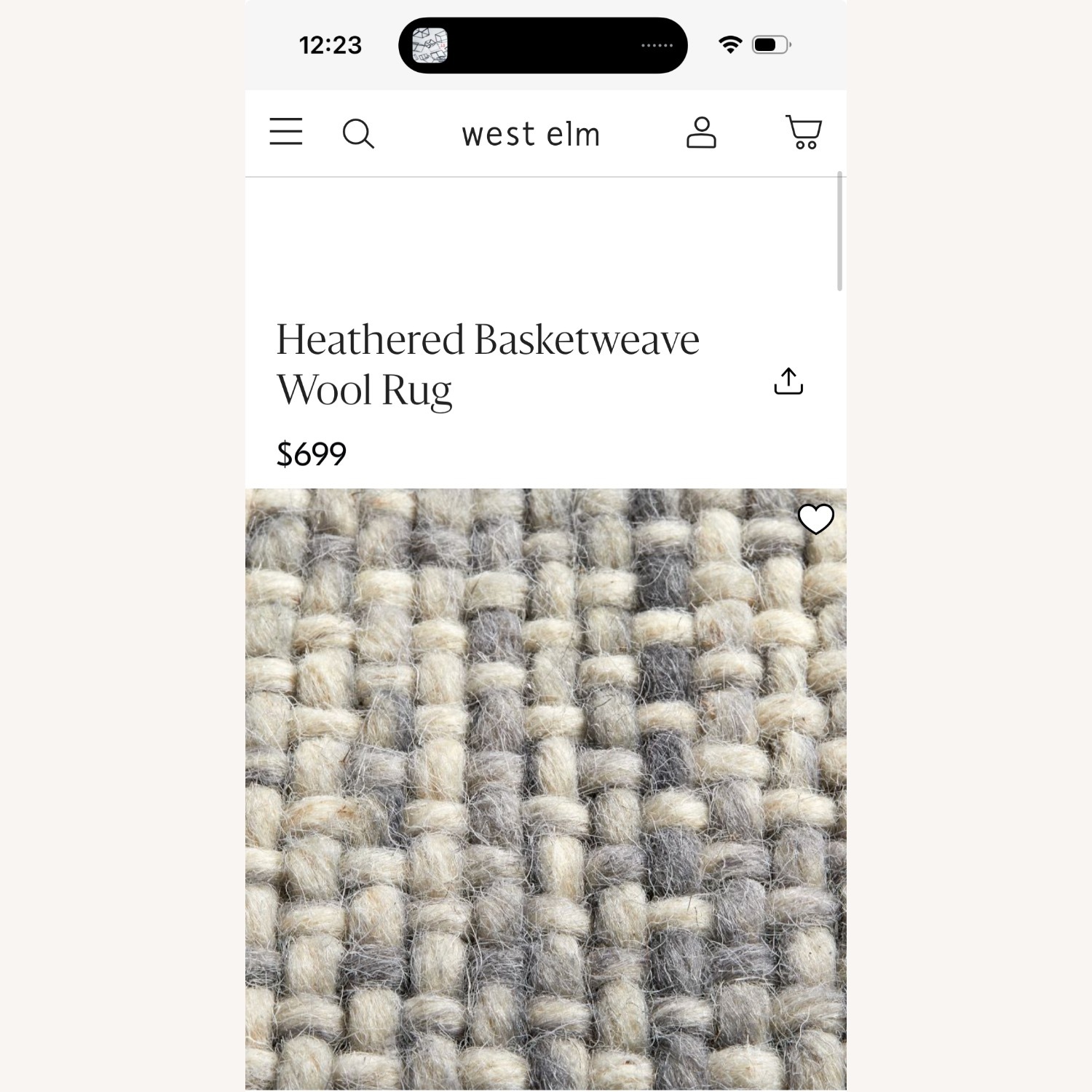 West Elm Heathered Basketweave Wool Rug 8' x 10' - image-3