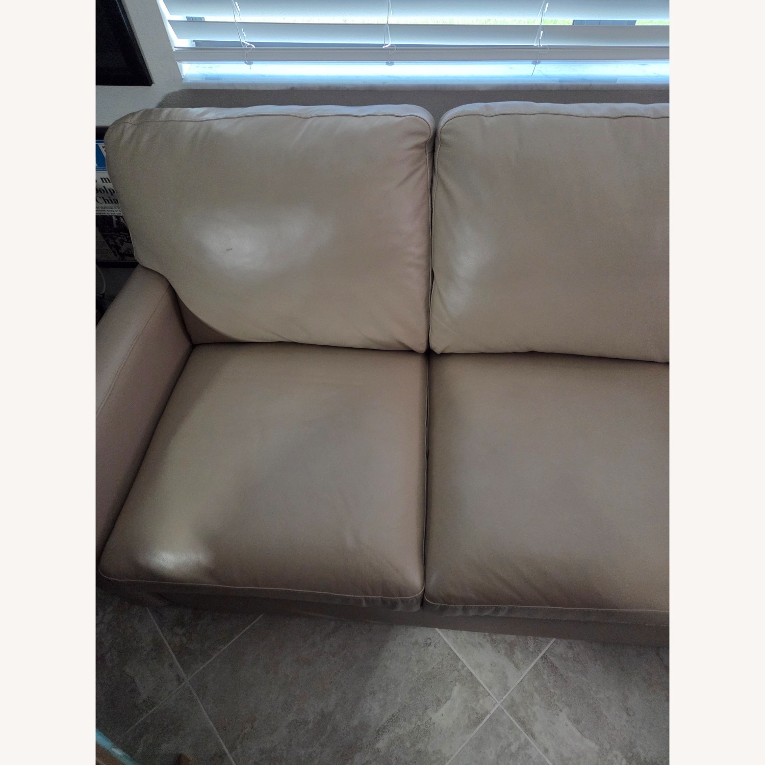 Light Brown Leather Sleeper Sofa - image-3