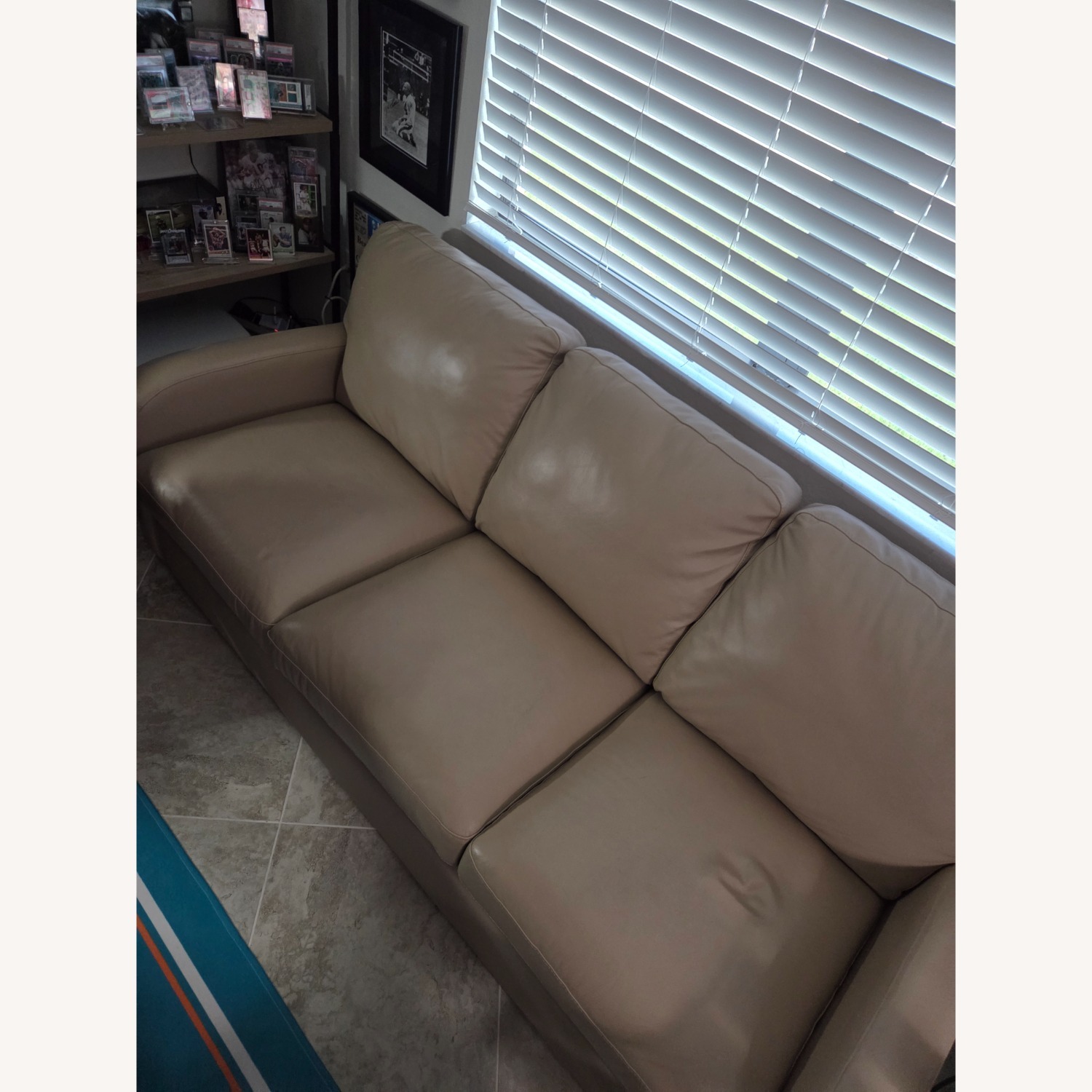 Light Brown Leather Sleeper Sofa - image-4