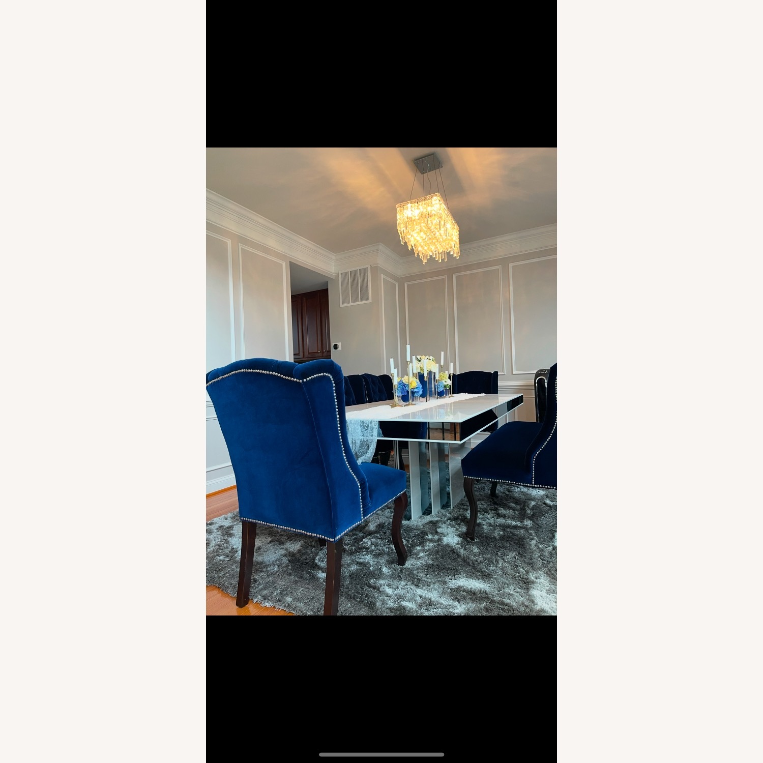 Z Gallerie Blue Velvet Dining Chairs - image-4