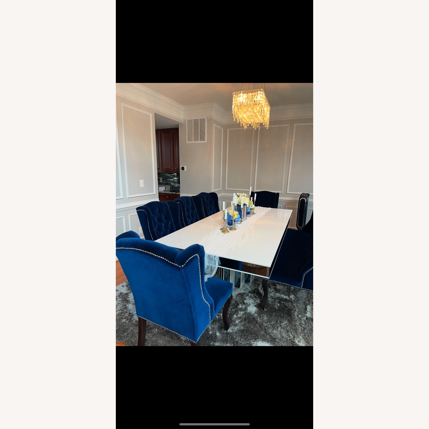 Z Gallerie Blue Velvet Dining Chairs - image-1