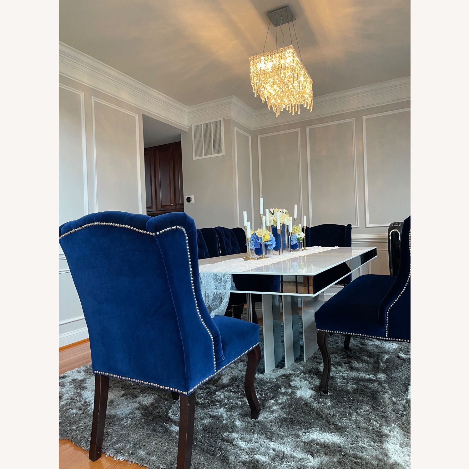 Z Gallerie Blue Velvet Dining Chairs - image-2