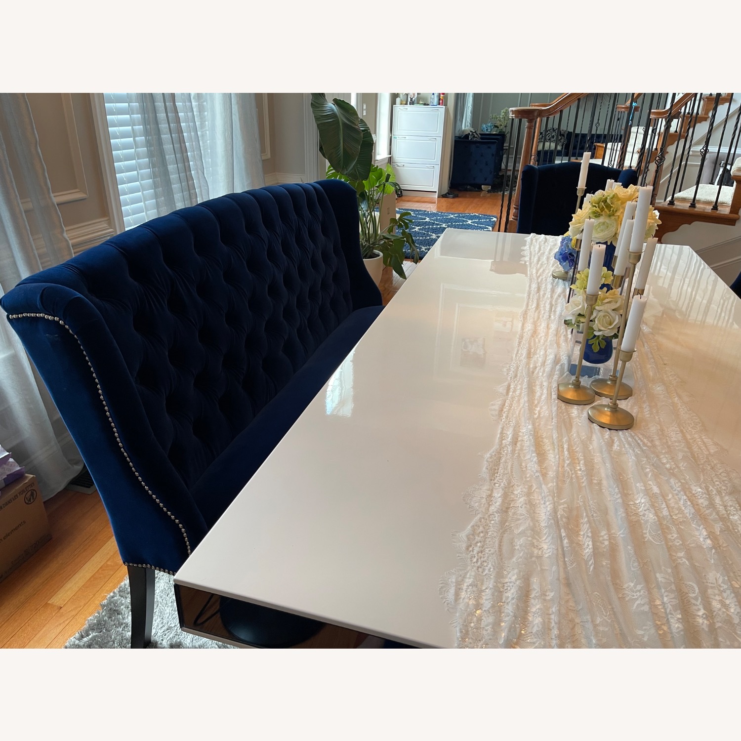 Z Gallerie Blue Velvet Dining Chairs - image-3