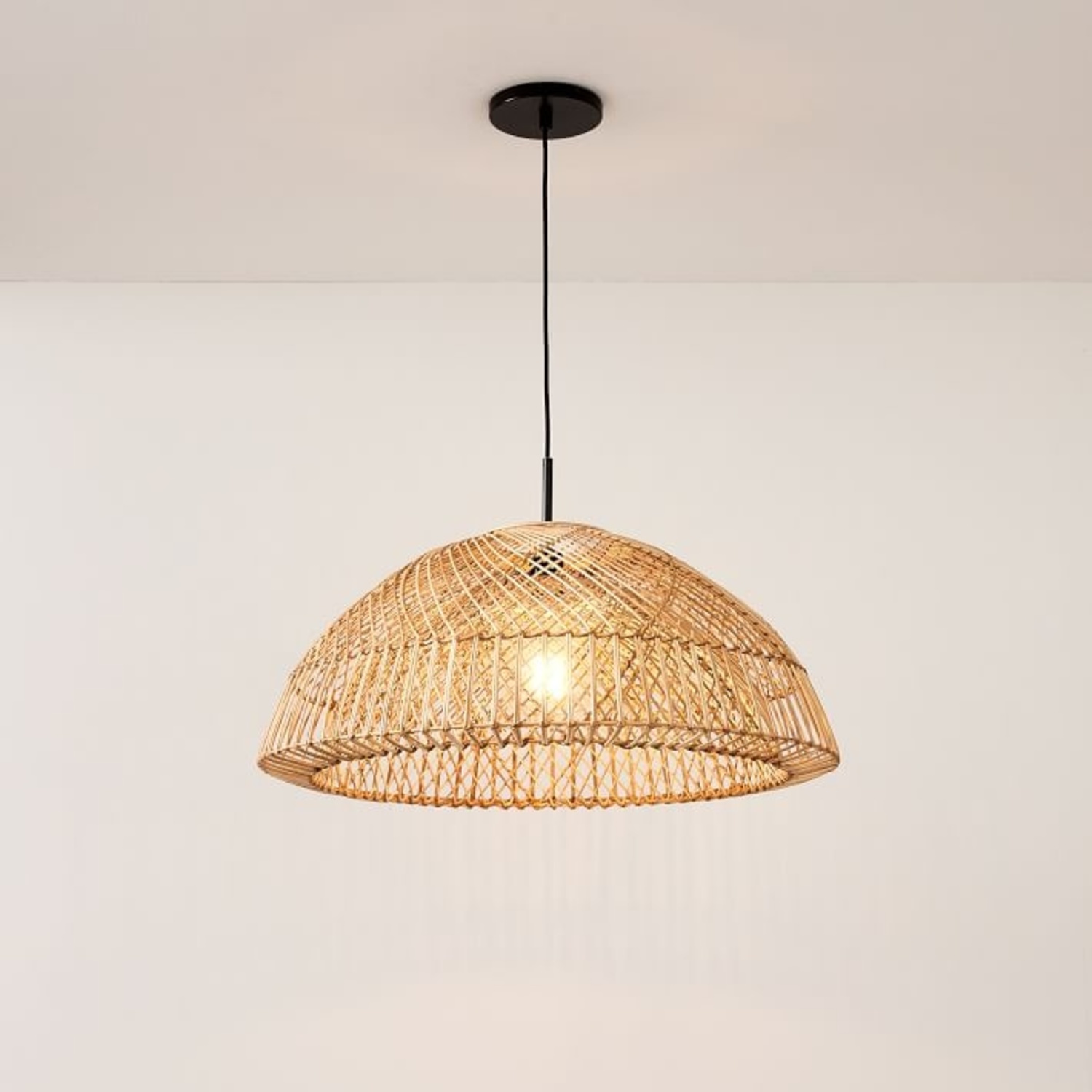 West Elm Wicker Dome Pendant (28") - image-4