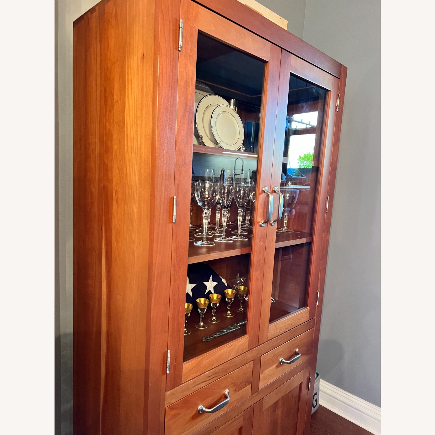Arhaus Italian Cherry Wood Dining Display Cabinet  - image-2