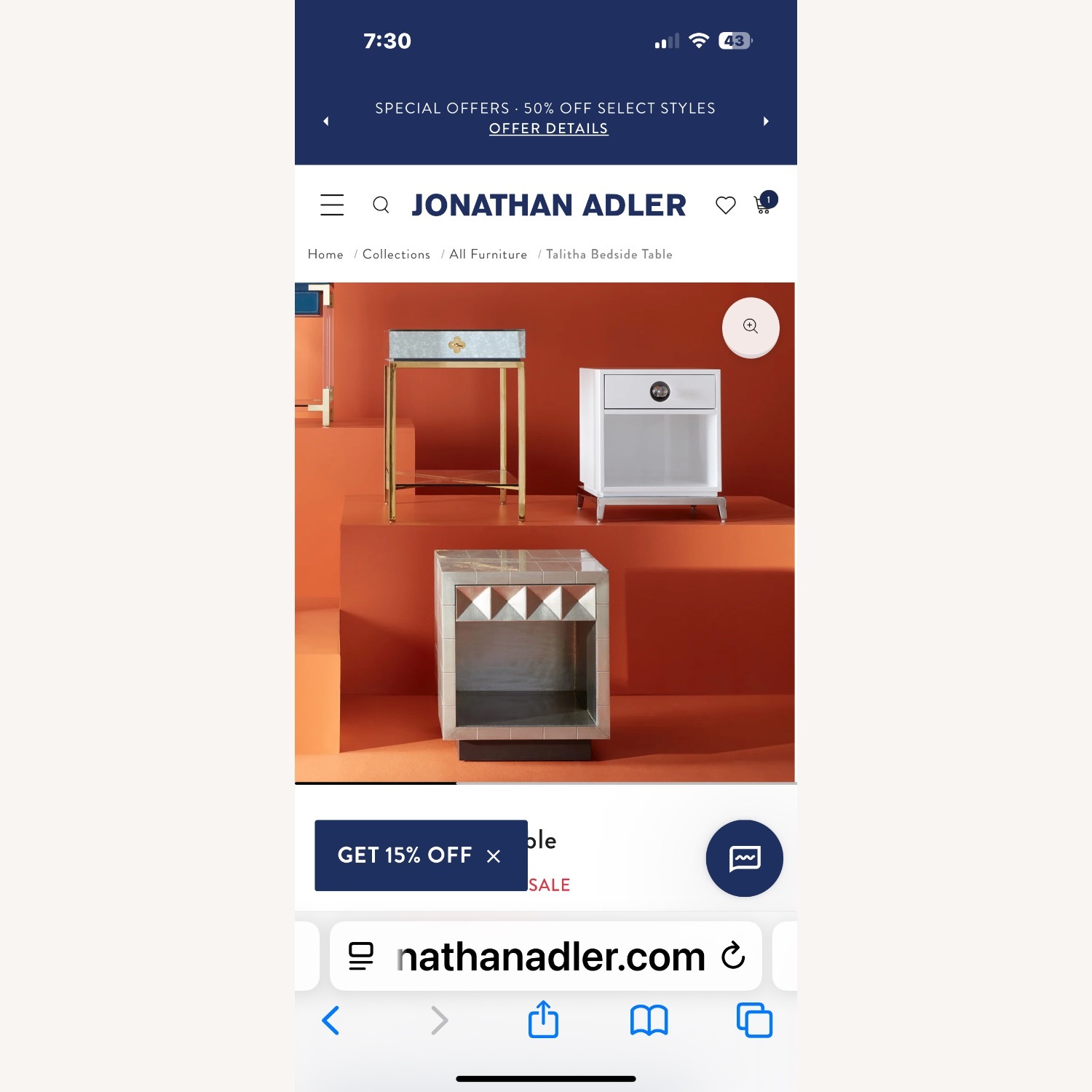 Jonathan Adler Talitha Bedside Table  - image-7