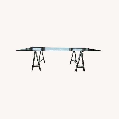 Used Customized Glass Table Transparent Glass Desk for sale on AptDeco