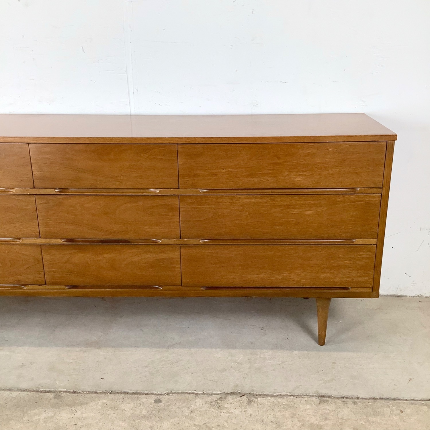 Mid-Century Nine Drawer Walnut Dresser - image-16