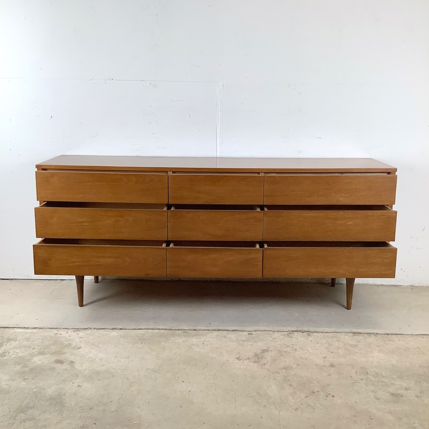 Mid-Century Nine Drawer Walnut Dresser - image-6