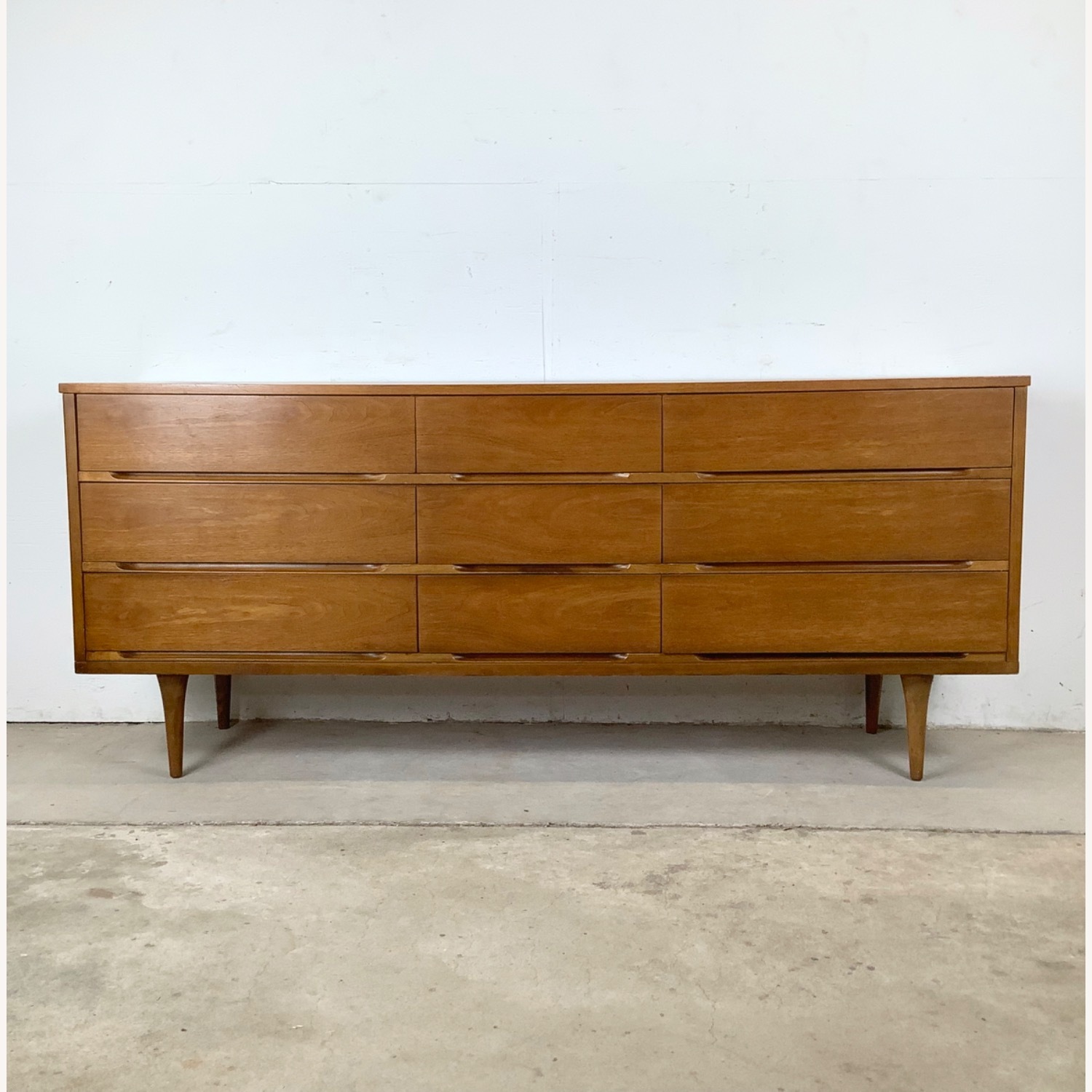 Mid-Century Nine Drawer Walnut Dresser - image-22