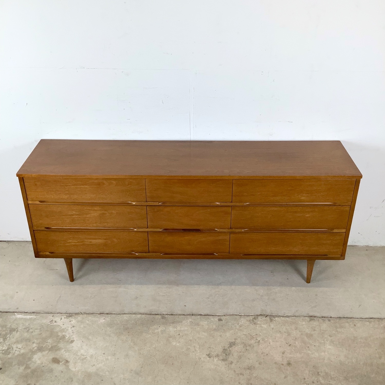 Mid-Century Nine Drawer Walnut Dresser - image-18