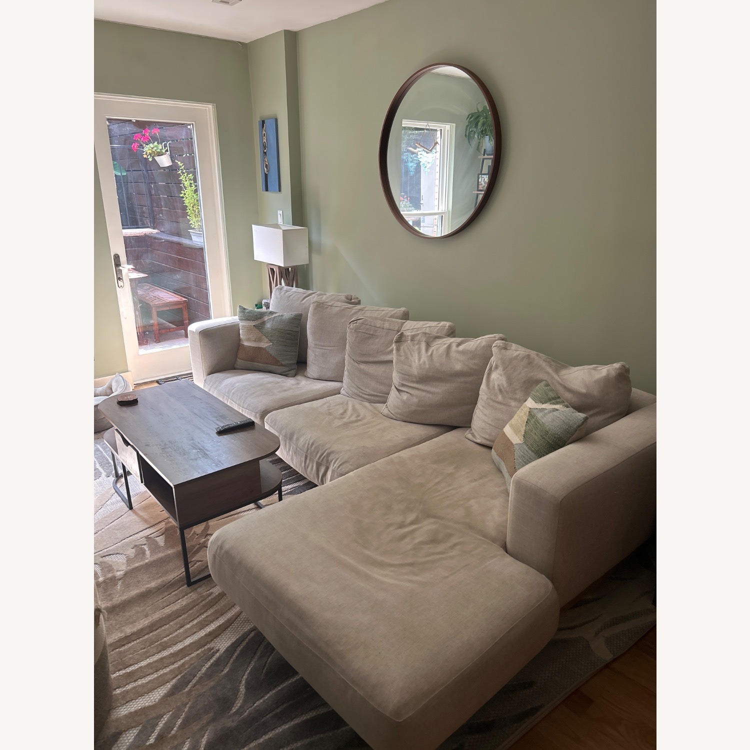 West Elm Newport Silver Linen 2 Piece Sectional - image-1