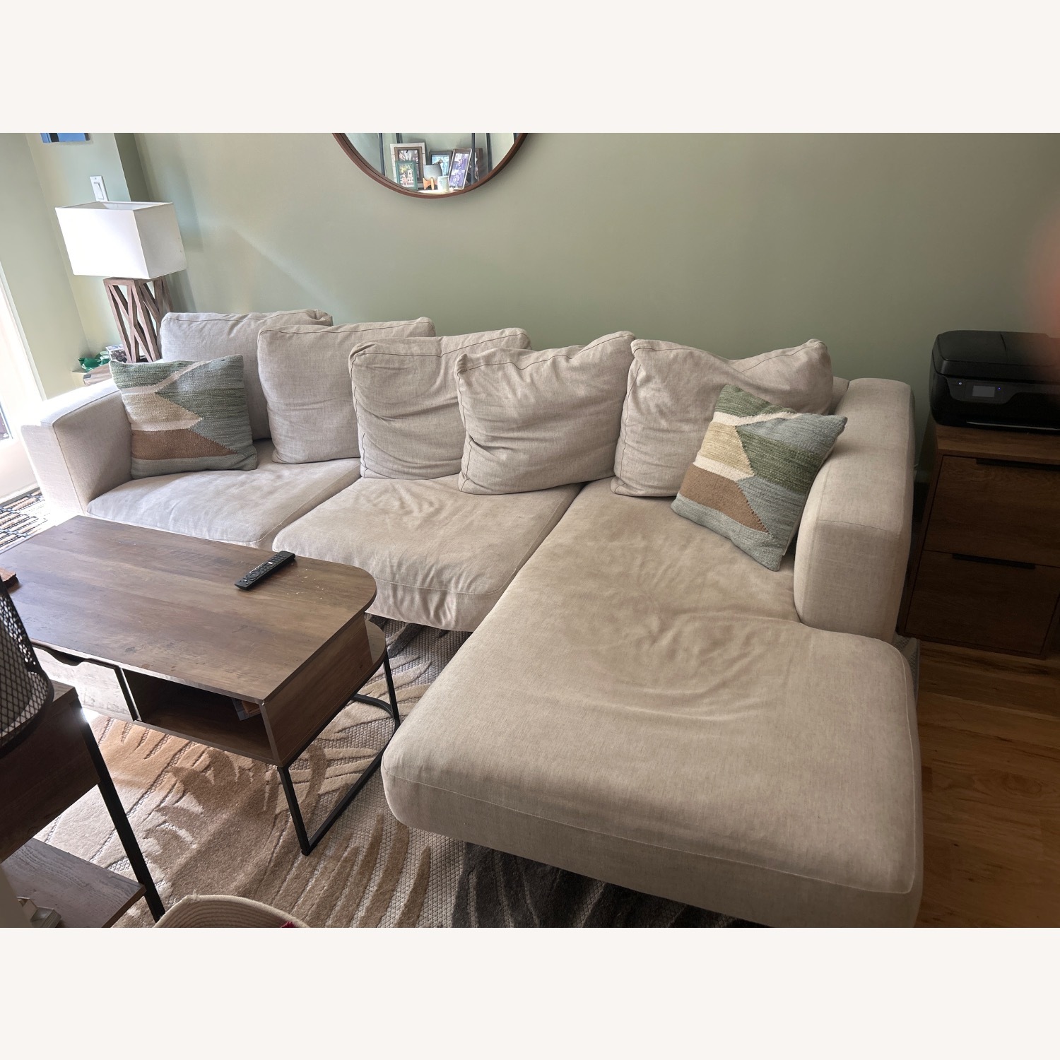 West Elm Newport Silver Linen 2 Piece Sectional - image-2