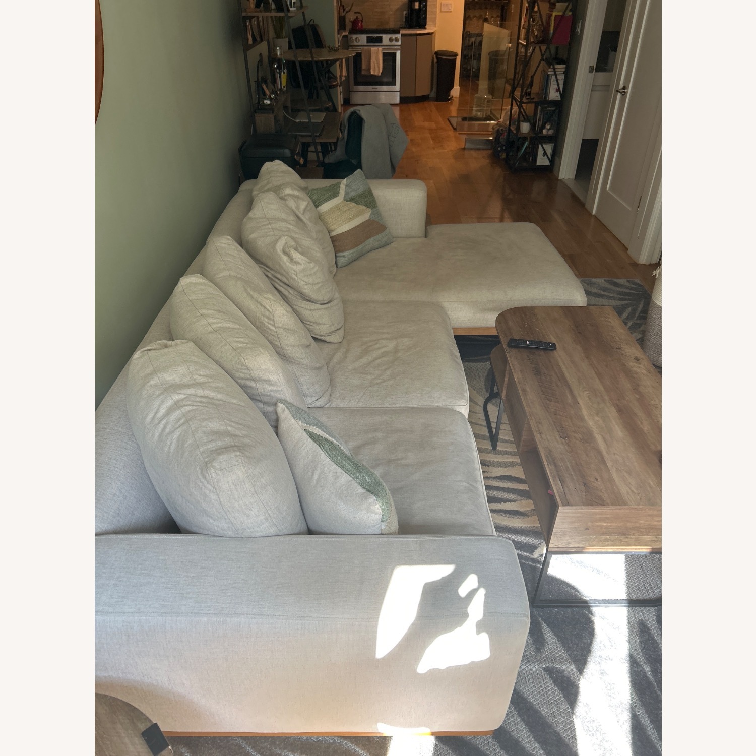 West Elm Newport Silver Linen 2 Piece Sectional - image-3