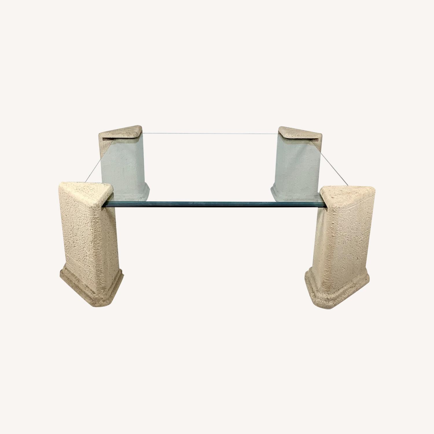 Vintage Modern Glass Top Coffee Table - image-0