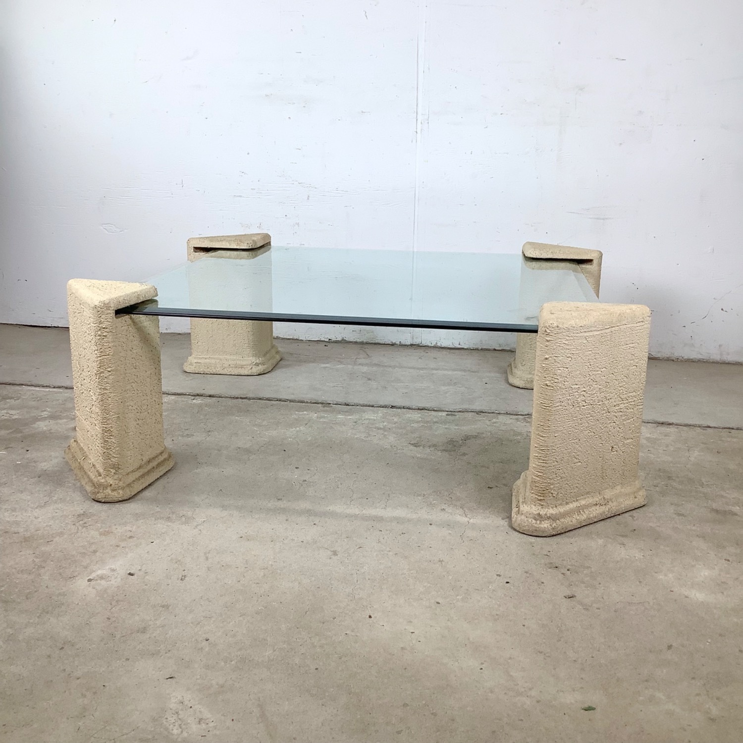 Vintage Modern Glass Top Coffee Table - image-1