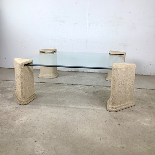 Used Vintage Modern Glass Top Coffee Table for sale on AptDeco