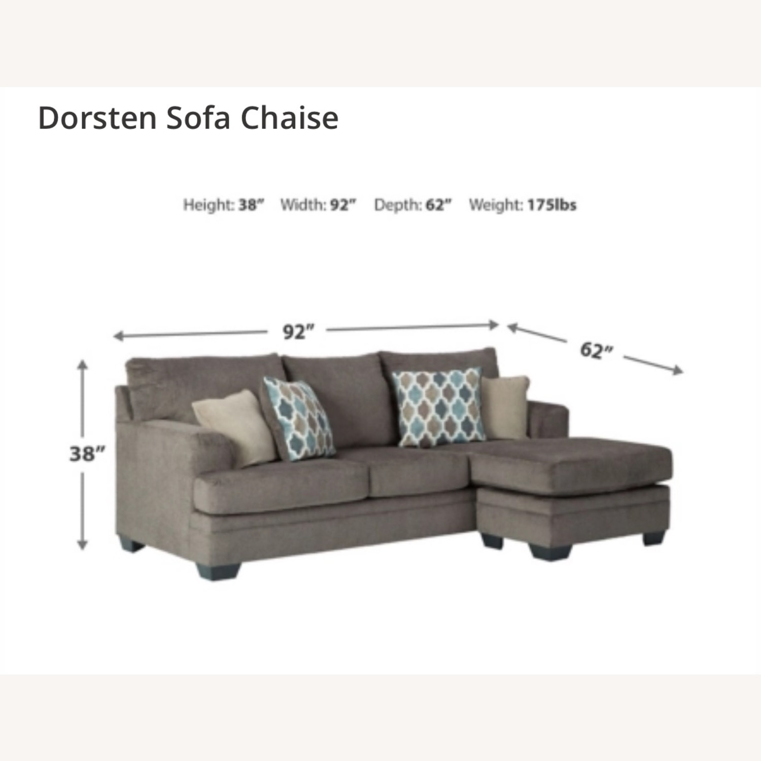 Ashley Furniture Dark Gray Fabric Chaise Lounge - image-6