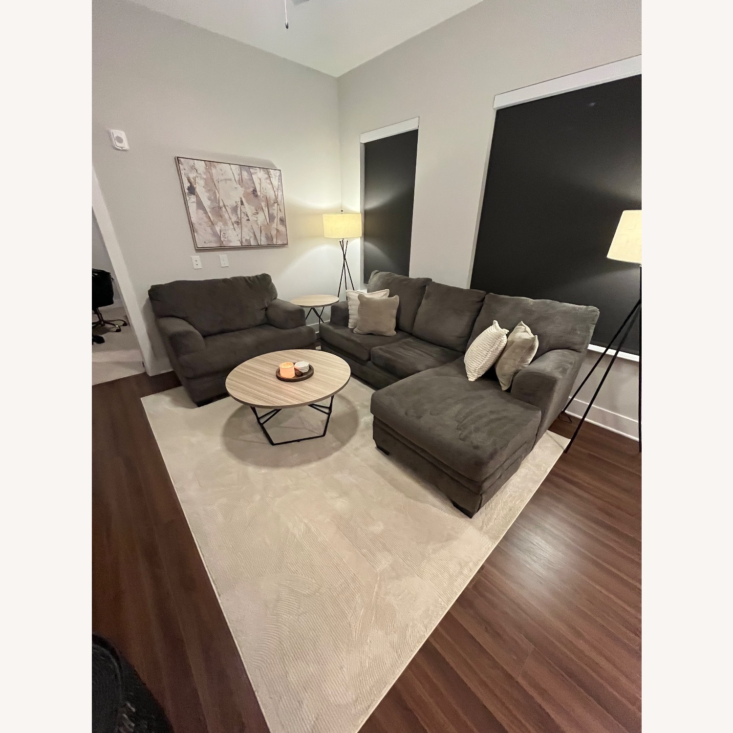 Ashley Furniture Dark Gray Fabric Chaise Lounge - image-1