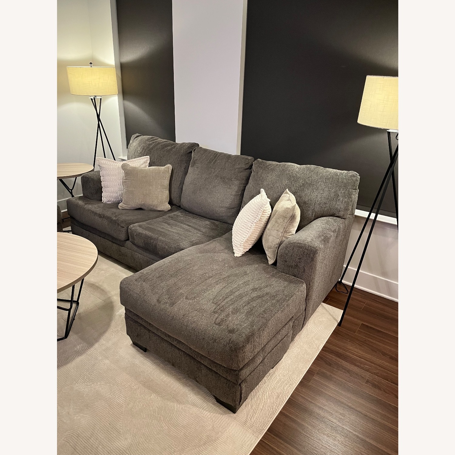 Ashley Furniture Dark Gray Fabric Chaise Lounge - image-2