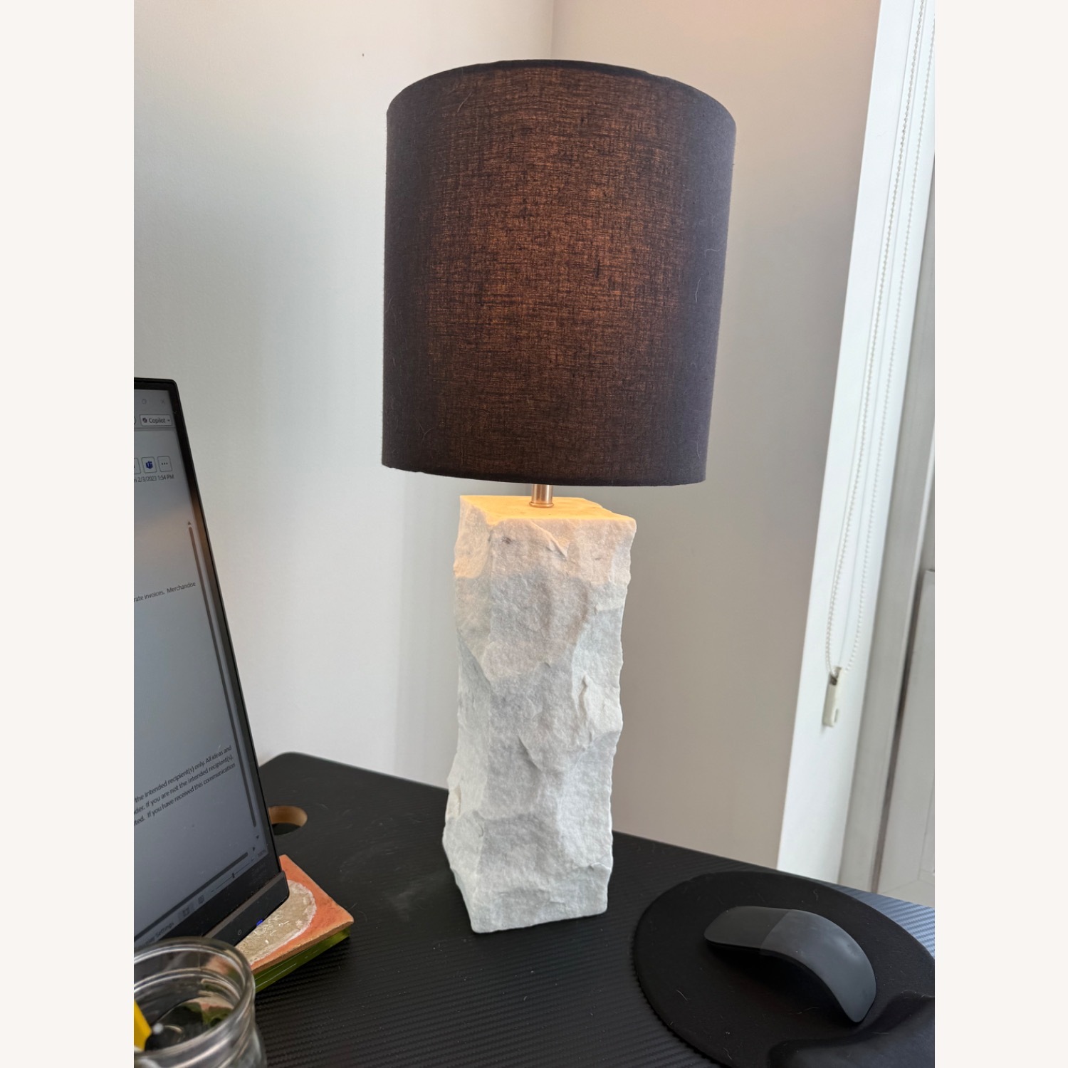 CB2 Raw Marble Table Lamp White Marble Table Lamp - image-1