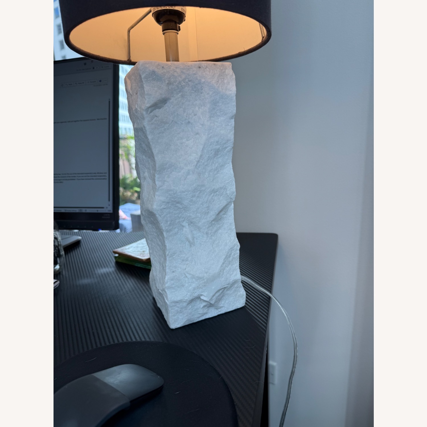CB2 Raw Marble Table Lamp White Marble Table Lamp - image-2