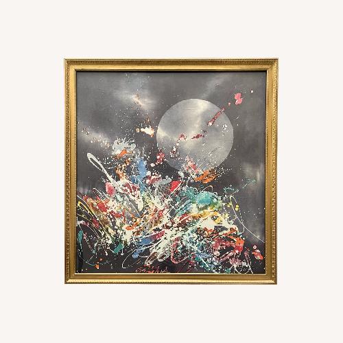 Used Vintage Abstract Silkscreen Textile Print for sale on AptDeco