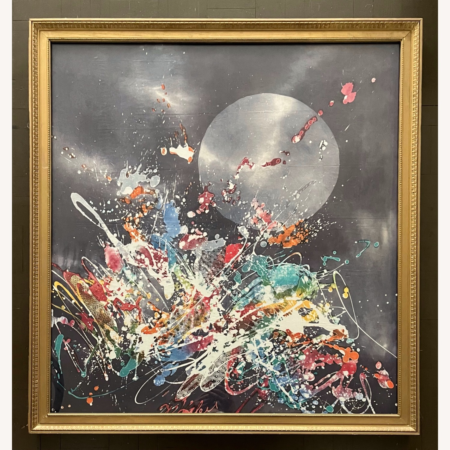 Vintage Abstract Silkscreen Textile Print - image-1