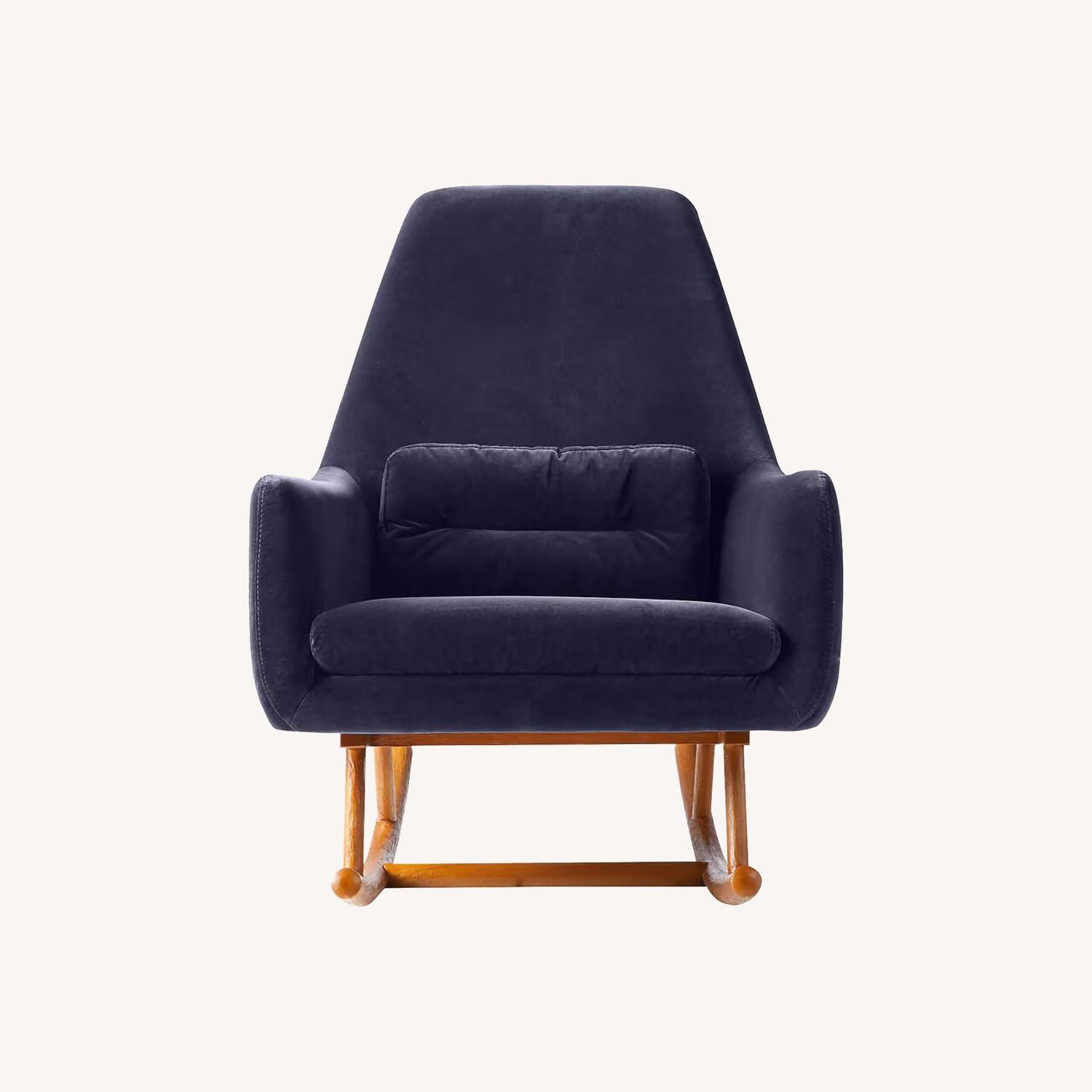 CB2 Saic Quantam Rocking Blue Velvet Armchair - image-0
