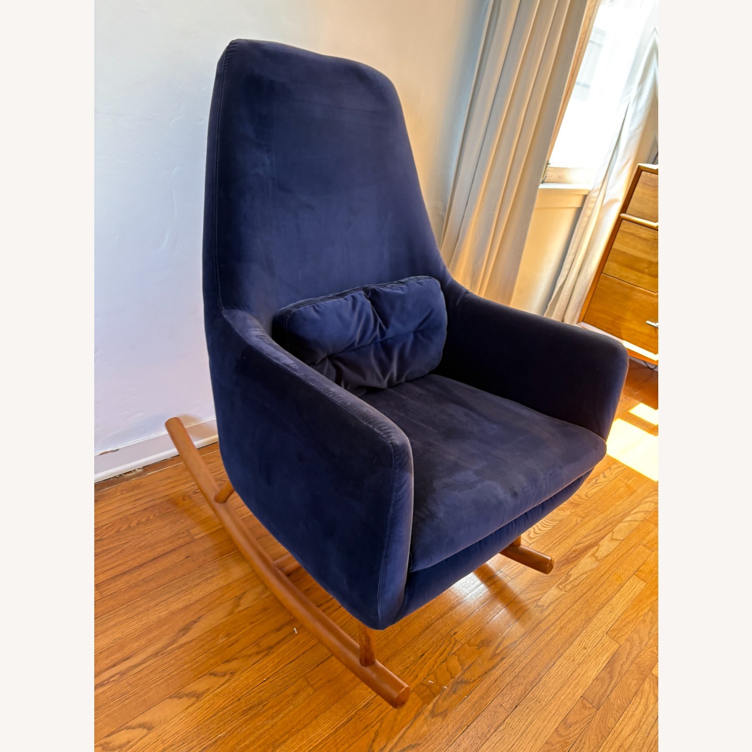 CB2 Saic Quantam Rocking Blue Velvet Armchair - image-2