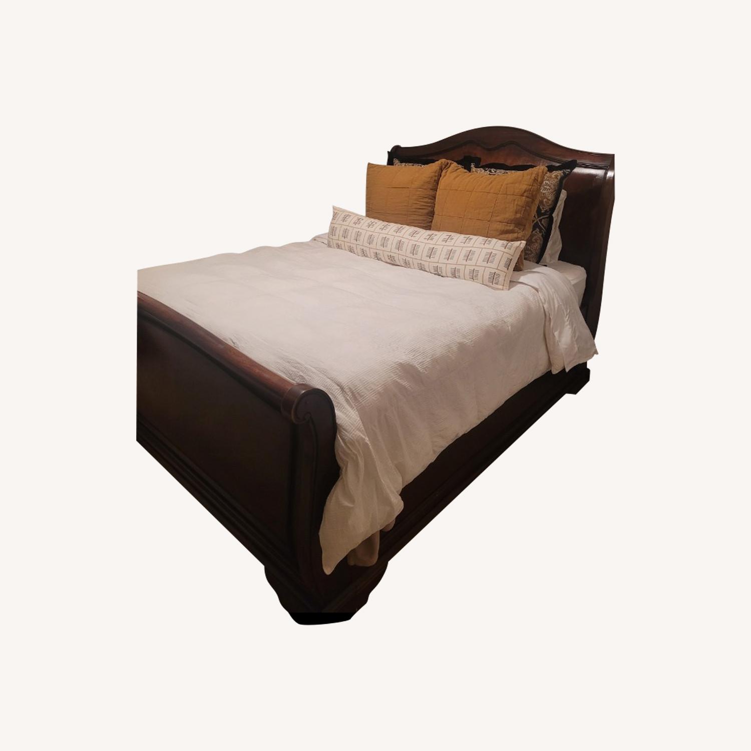 Dark Brown Queen Sleigh Bed - image-0