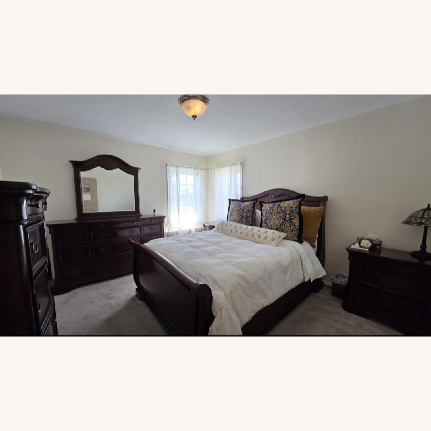 Dark Brown Queen Sleigh Bed - image-3