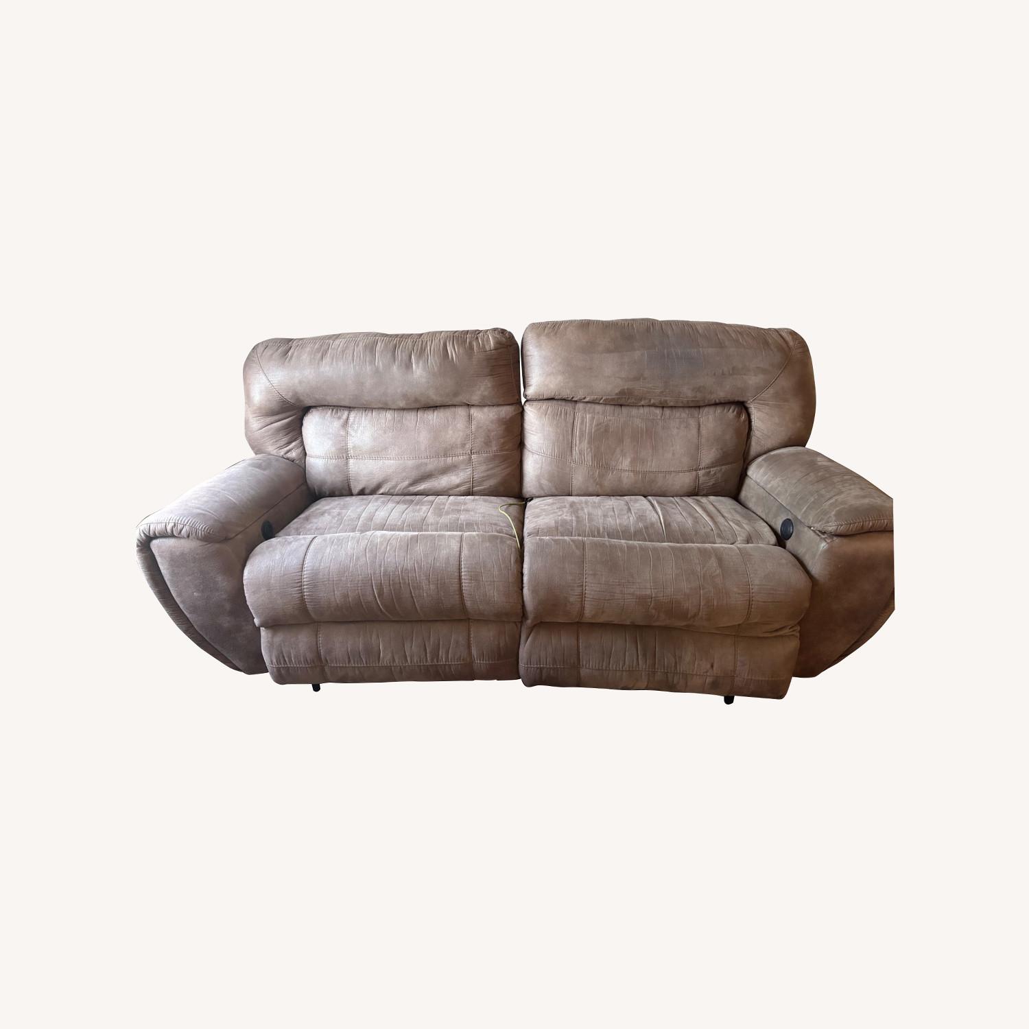 Light Brown Fabric 2 Seater Sofa - image-0