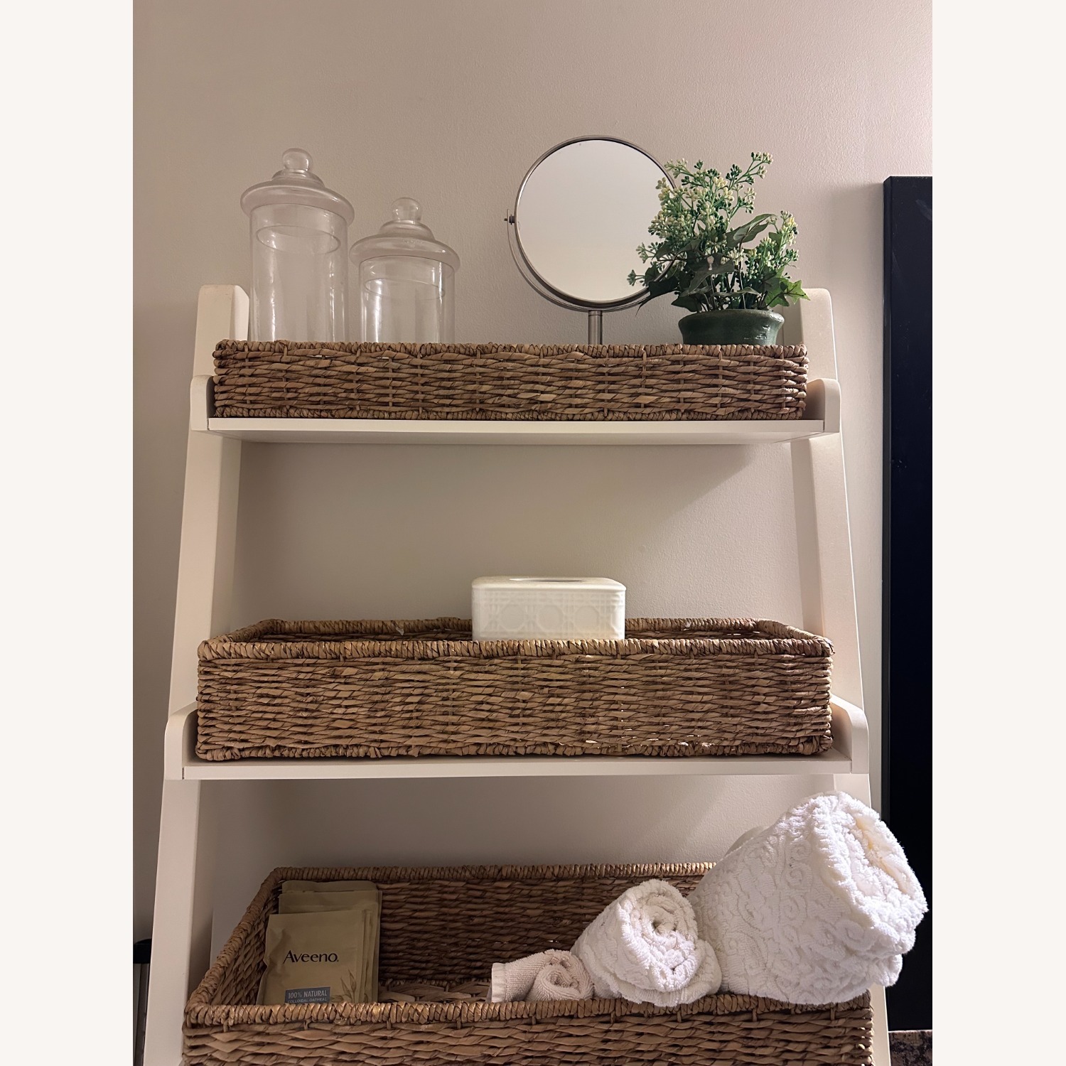 Pottery Barn White Wicker Wall Shelf - image-3