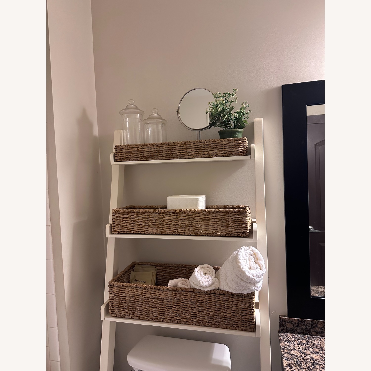 Pottery Barn White Wicker Wall Shelf - image-5